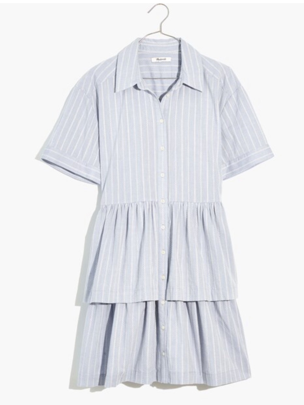 Madewell Tiered Resort Shirtdress in Blue Stripe Size S Small NWT